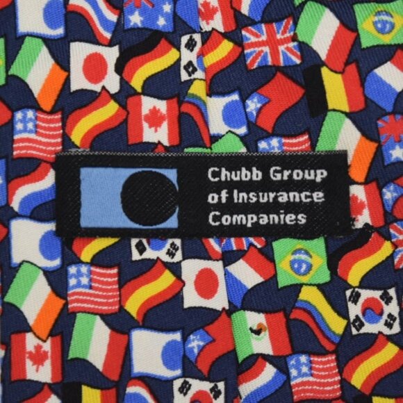 Chubb Group Silk Necktie Tie With International Flags Pattern - Picture 3 of 5